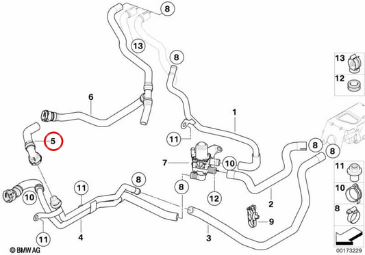 **Mangueira de refrigerante OEM 64216974912 para BMW E70, E71, E72, F15, F16, F85, F86. BMW original.**