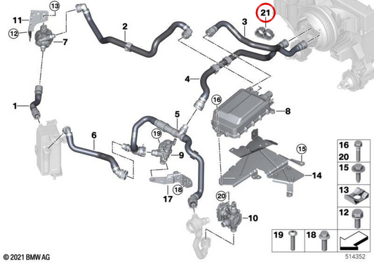Double fixation clip OEM 64217942983 for BMW I20. Original BMW.