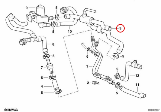 OEM Advance Hose 64218368852 für BMW E38. Original BMW.
