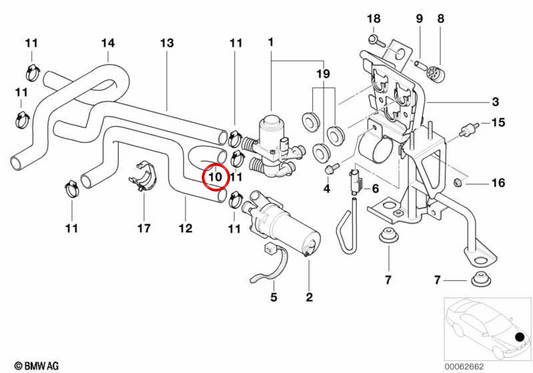 Mangueira de refrigerante avançada OEM 64218377247 para BMW E52. BMW genuíno.