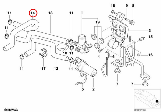 OEM Return Tube 64218377249 per BMW E52. BMW originale.