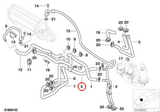 Double water valve OEM 64218378951 for BMW E39. Original BMW.