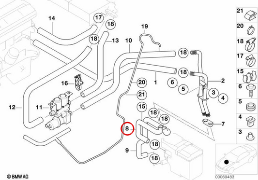 Riscaldamento ausiliario doppio OM 64218379340 per BMW E39. BMW originale.