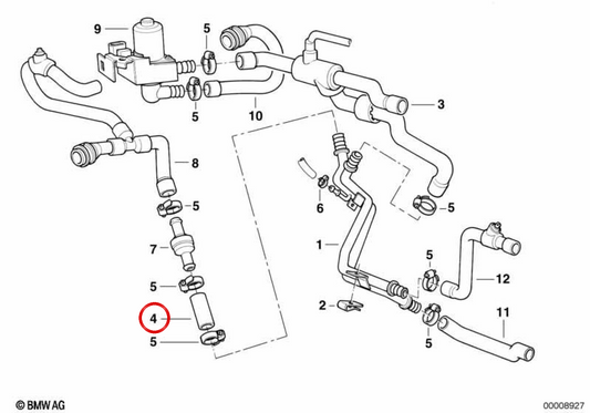 OEM water hose 64218390758 for BMW E38. Original BMW.