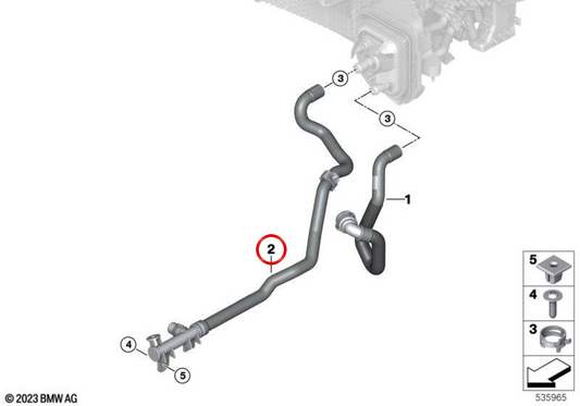 Tubo di ritorno del liquido di raffreddamento OEM 64218846464 per BMW 520i G30, 530i G31, 530iX G30, 520Li G38... e altro ancora. BMW originale.