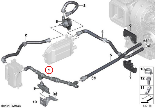 OEM PROGRESS Le tuyau de réfrigérant 64218846762 pour BMW U11, U12, U10, U25. BMW d'origine.