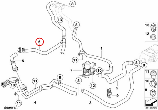 OEM -Kältemittel -Rücklaufschlauch 642168939 für BMW E70, E71, F15, F16. Original BMW.
