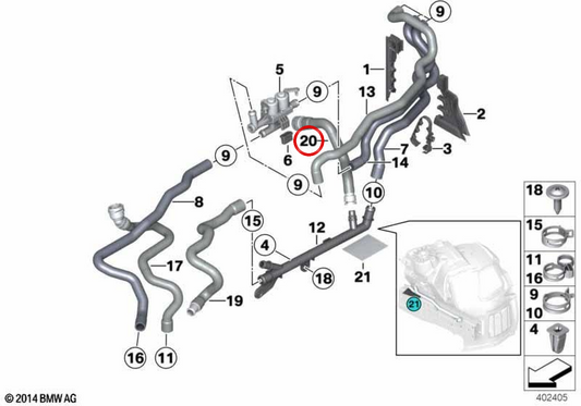 Le tuyau de retour OEM 642193866 pour BMW F07, F10, F11. BMW d'origine.