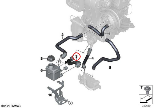 Manguera de retorno del refrigerante OEM 64219292730 para BMW I01. Original BMW.