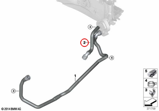 OEM cooling fluid return hose 64219317617 for BMW F25, F26. Original BMW.