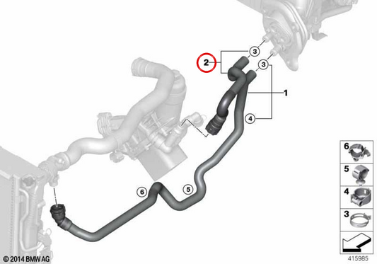 Radiator-Motor Return Tymor for BMW F20N, F21N Series 2 F22, F23 Series 3 F30, F31, F34 Series 4 F32, F33, F36 (OEM 64219364537). BMW d'origine