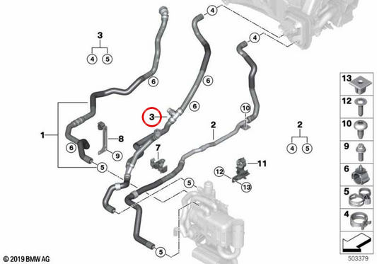 Tubo di ritorno del refrigerante OEM 64219398813 per BMW G05, G06, G07. BMW originale.