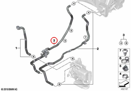 OEM Return Kältemittel Schlauch 64219398816 für BMW G05, G06, G07. Original BMW.