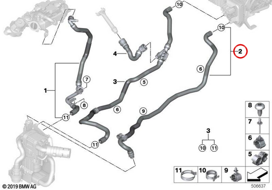 OEM 64219475245 Kältemittelschlauch für BMW G20, G21, G22, G23, G26. Original BMW.