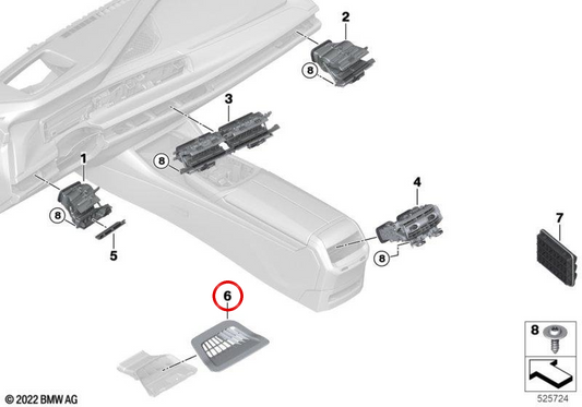OM 64225A16BC5 Heating duct cover for BMW G70. Original BMW.