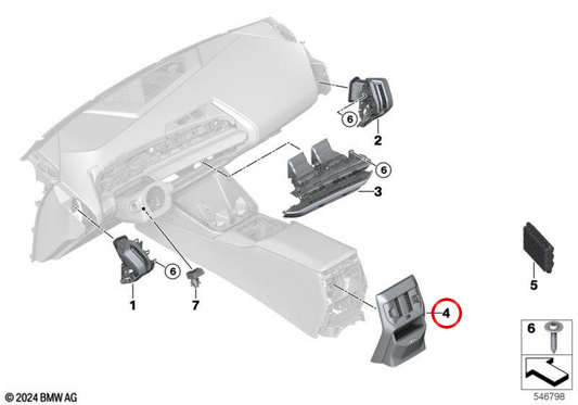OEM Frischluftgitter hinten 64225A38C80 für BMW X3 G45, X3L G48. Original BMW.