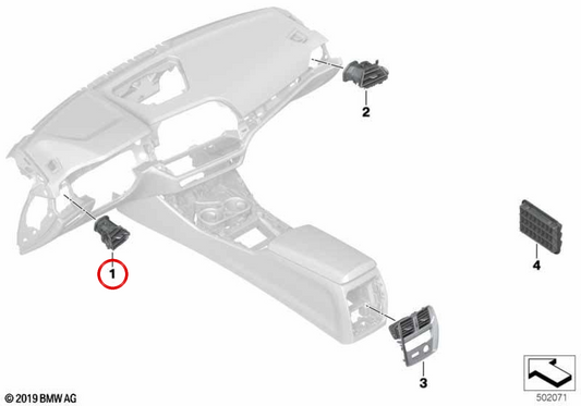 Rejilla de ventilación lado conductor OEM 64226848617 para BMW G42, G20, G21, G28, G80, G81, G22, G23, G26, G82, G83. Original BMW.