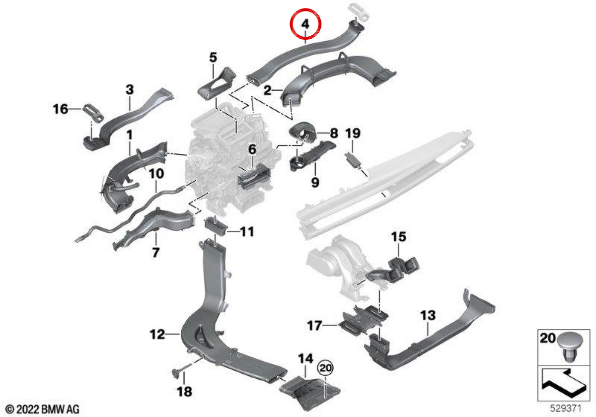 OEM Ventanilla Linker Cutttanity 6426926410 per BMW G70. BMW originale.