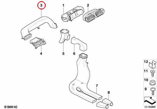 Duto de ar esquerdo OEM 64227009269 para BMW E63, E64. BMW genuíno.