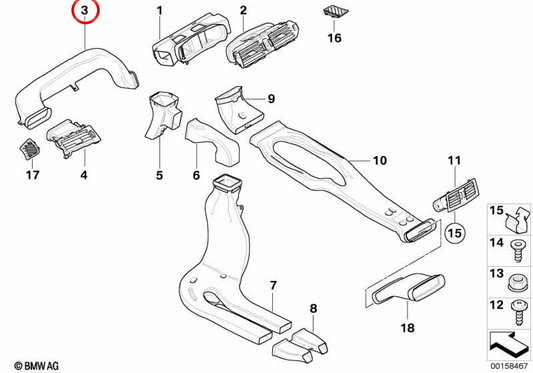 OEM Air Air Conduit 6427009270 pour BMW E63, E64. BMW d'origine.