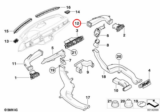 Condotto a destra dell'aria fredda OEM 64227051374 per BMW E90, E91, E92, E93. BMW originale.
