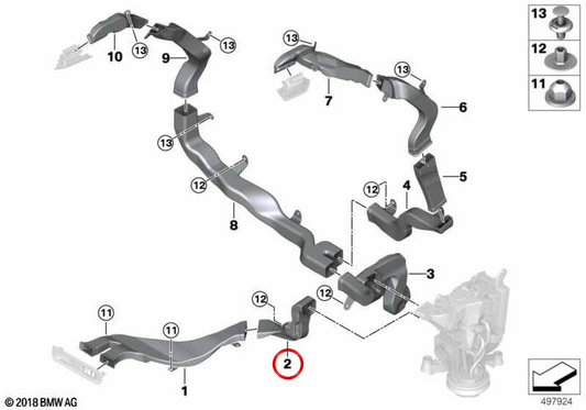 DUTT dell'aria calda OEM 64227434336 per BMW G07. BMW originale.