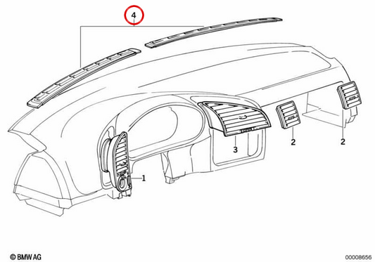 Tampa direita da saída de ar do descongelador OEM 64228132324 para BMW E36. BMW genuíno.