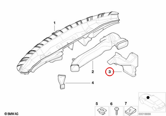 Heating duct for the right feet space OEM 64228217392 for BMW E46. Original BMW.