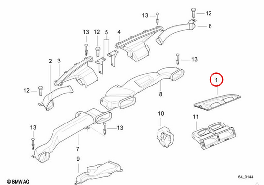 Griglia di ventilazione dell'aria fresca OEM 6428383677 per BMW E38. BMW originale.