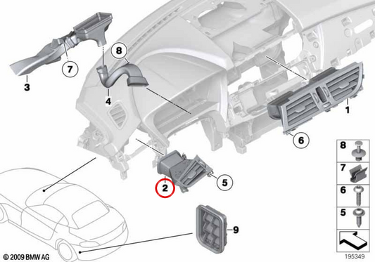 Rejilla de ventilación derecha OEM 64229287064 para BMW Z4 E89. Original BMW.
