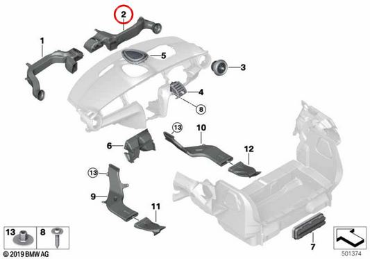 Canal d'air froid droit côté passager OEM 64229288934 pour MINI F55, F56, F56 BEV, F57 Cabrio... et plus. Original MINI.