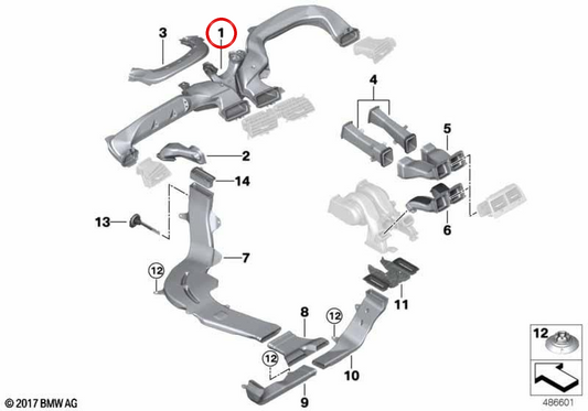 Conducto de aire frío OEM 64229329573 para BMW F90, G30, G31, G32. Original BMW.