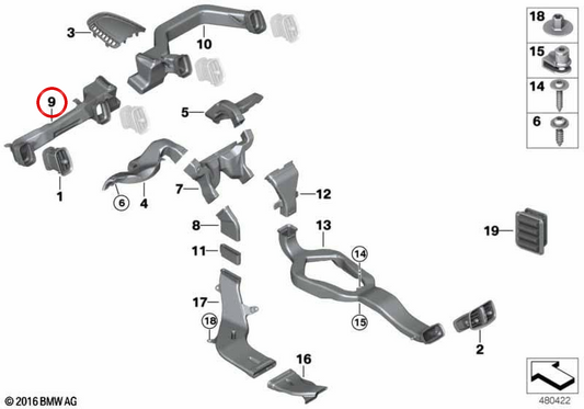 Linker Kaltluftkanal OEM 64229332753 für MINI Countryman F60, Countryman F60 LCI und mehr. Original MINI.