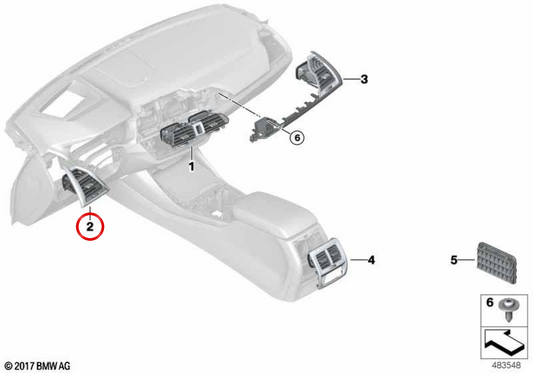 OEM 64229363445 Fahrerlüftungsnetz für BMW G01, F97, G02, F98. Original BMW.