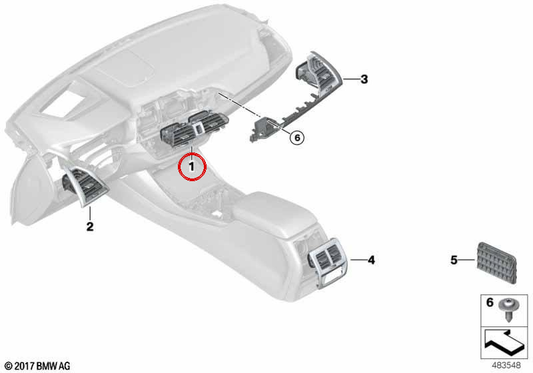 Zentrallüftungsnetz OEM 64229371467 für BMW G01, G08, F97, G02, F98. Original BMW.