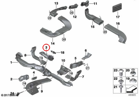 Indirekter Belüftungskanal OEM 64229380988 für BMW G11, G12. Original BMW.