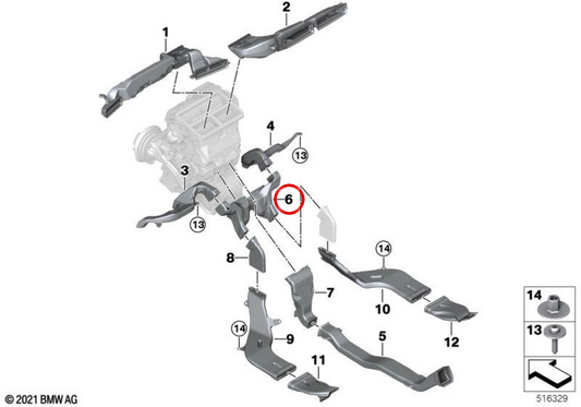 Conducto de aire OEM 64229496546 para BMW Serie 2 Active Tourer U06, X1 U11, X1L U12, X2 U10. Original BMW