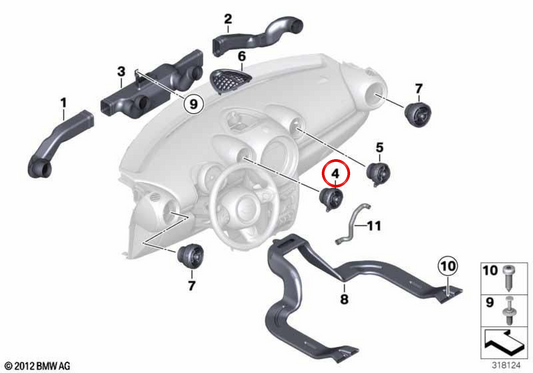 Linkes mittleres Auslassrohr OEM 64229813049 für MINI Countryman R60, Paceman R61. Originaler MINI.