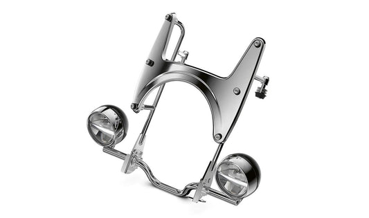 Soporte de parabrisas cromado delantero OEM 46639480728 para BMW Motorrad R 18, R 18 Classic, R 18 Roctane... y más. Original BMW Motorrad.