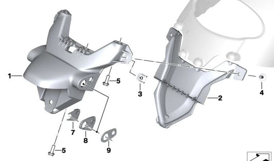 Soporte matrícula forma de disco izquierdo OEM 46627923871 para motos BMW R 18, R 18 Classic. Original BMW Motorrad.