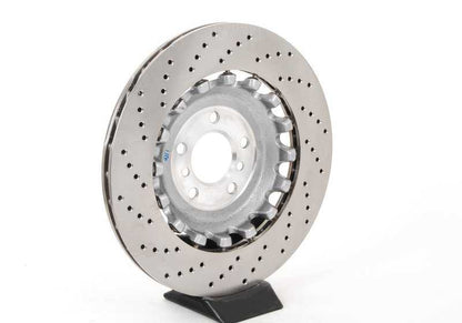 Disco de freno ventilado y perforado derecho OEM 34212284104 para BMW F10, F06, F12, F13. Original BMW.