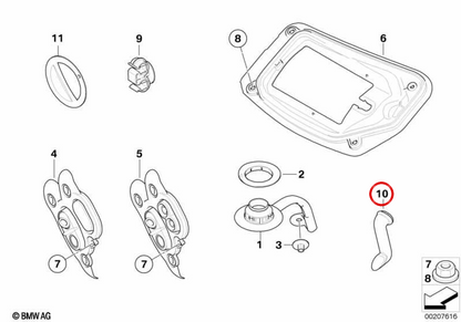 OEM Right Front Water Drain Tube 64316942620 For BMW E81, E82, E87, E88, E90, E91, E92, E93, E84. Original BMW.