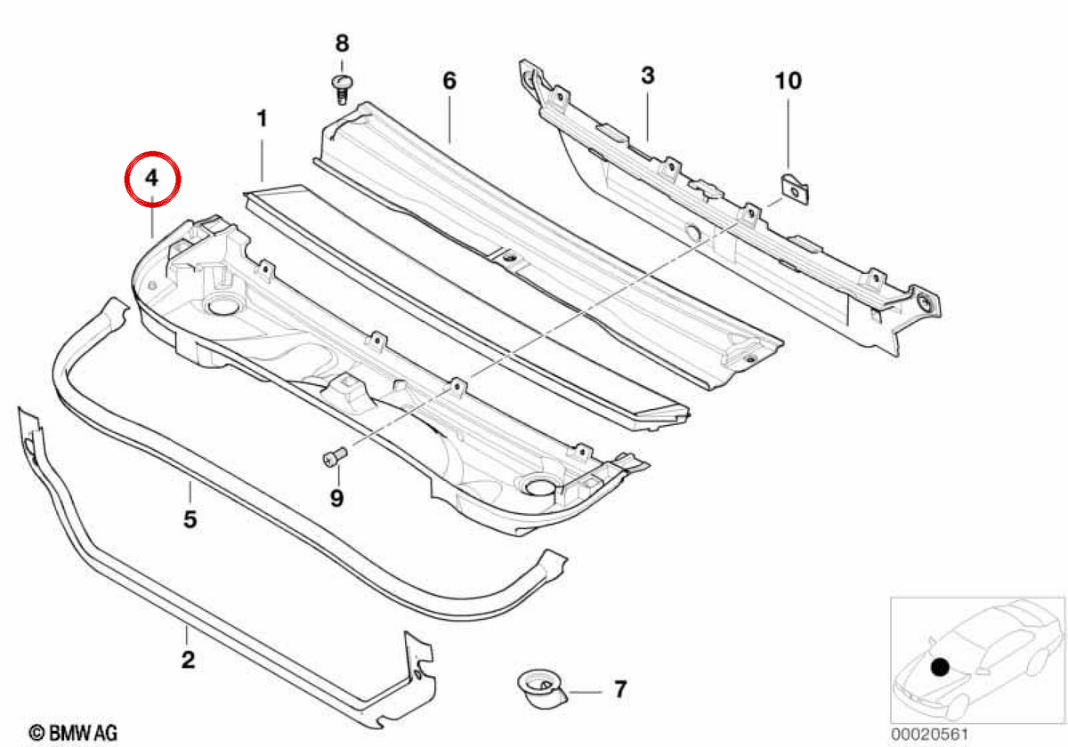 Alloggiamento di microfilter OEM 64317894610 per BMW E46. BMW originale.