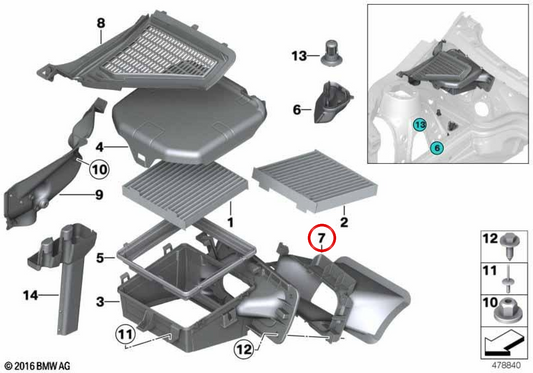 OEM air duct adapter 64319184012 for BMW F25, F26. Original BMW.
