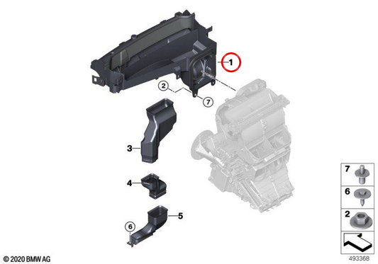 Conducto de aire exterior con separador de agua OEM 64319266839 para BMW i3 (I01). Original BMW.