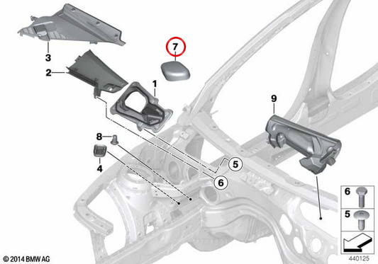 Griglia d'aria per BMW F20, F21, F22, F23, F87, F30, F31, F34, F80, F32, F33, F36, F82, F83 (OEM 64319321617). BMW originale
