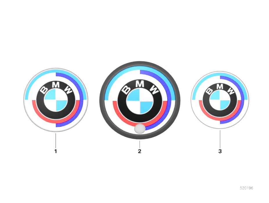 Emblema 50 Años M para BMW G87 Serie 2, G80, G81 Serie 3, G82, G83 Serie 4 (OEM 51117886545). Original BMW