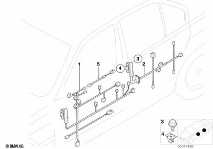 Juego de cables lado del conductor OEM 61128370754 para BMW Serie 3 E36 316i (M40, M43). Original BMW.