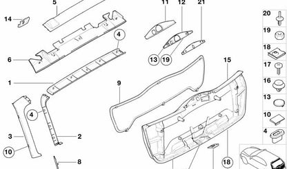 Cubierta derecha para BMW E46 (OEM 51498233372). Original BMW