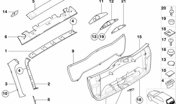 Panel lateral derecho OEM 51498259860 para BMW E46. Original BMW.